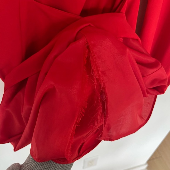 Longsleeve Red Dress with Tie - Picture 4 of 4
